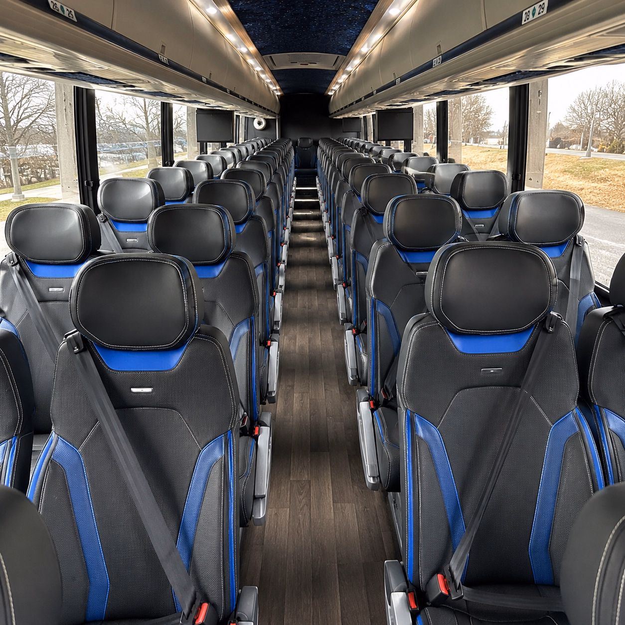 56 passenger charter bus inside