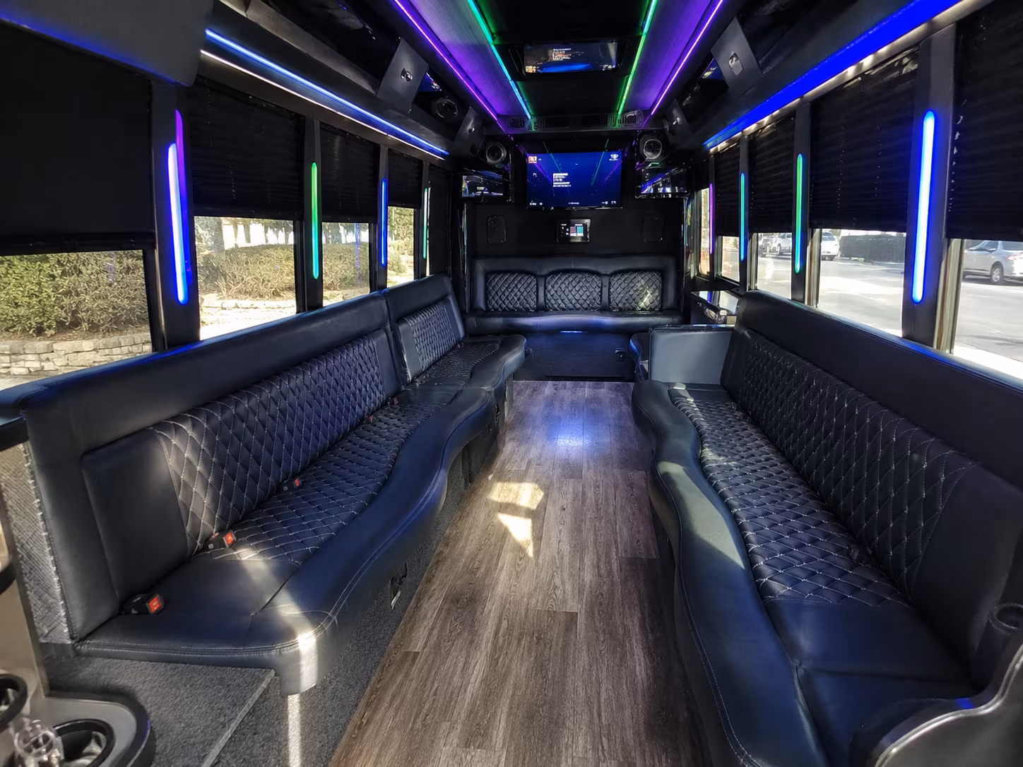 manchester 15 passenger party bus interior