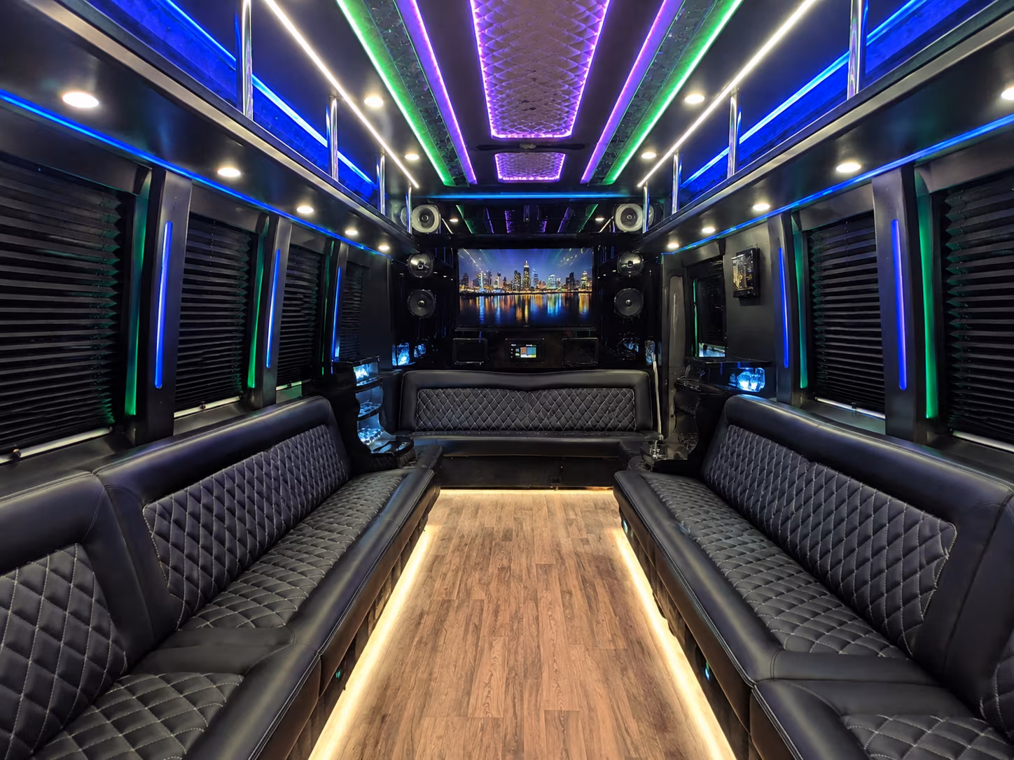 manchester 25 passenger party bus interior