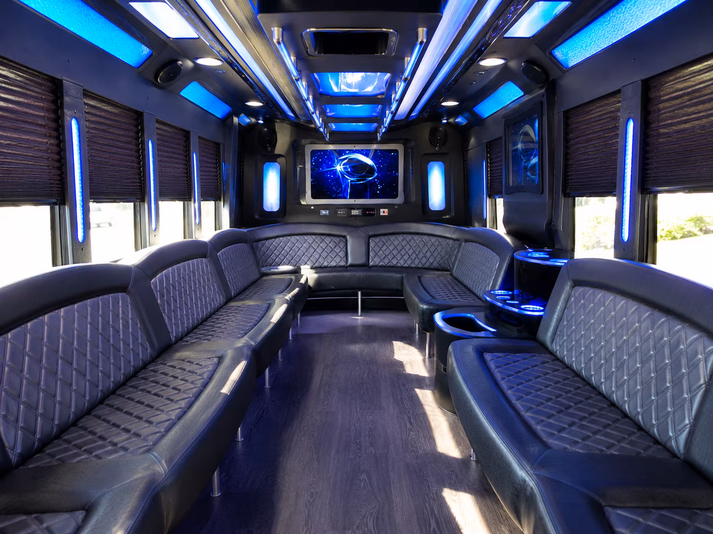 manchester 28 passenger party bus inside